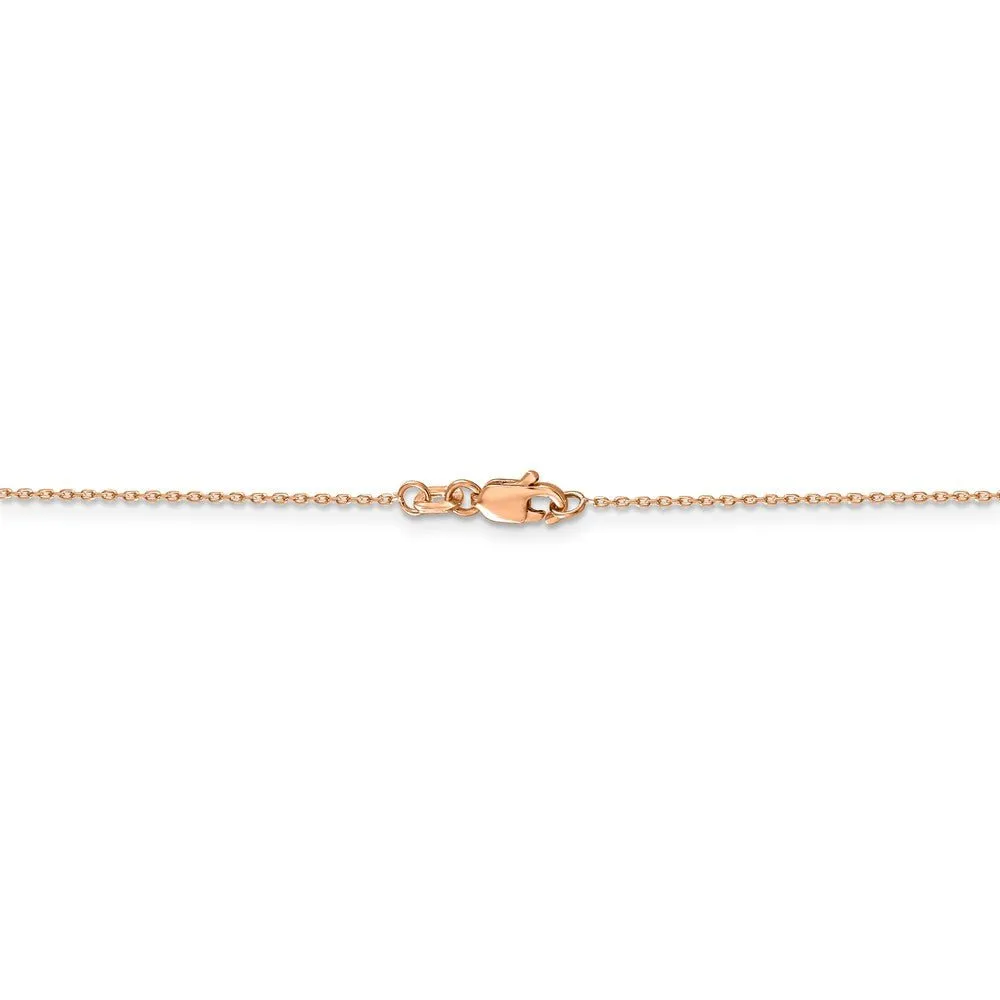 0.8mm 14k Rose Gold Solid Diamond Cut Cable Chain Necklace