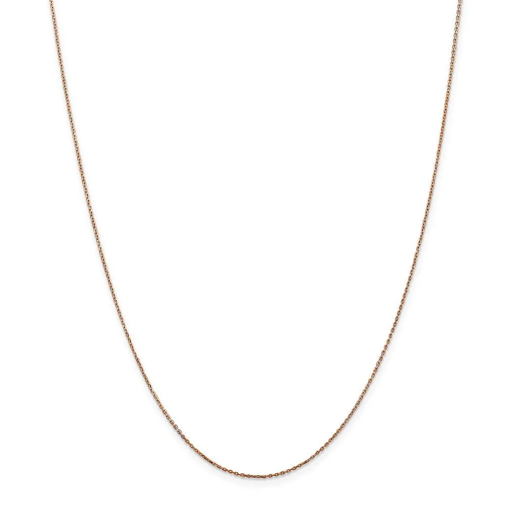 0.8mm 14k Rose Gold Solid Diamond Cut Cable Chain Necklace