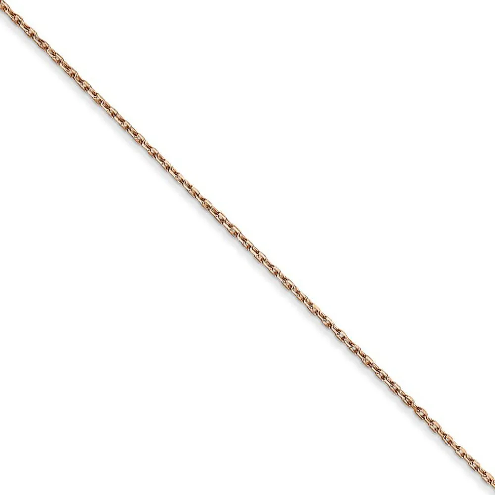 0.8mm 14k Rose Gold Solid Diamond Cut Cable Chain Necklace