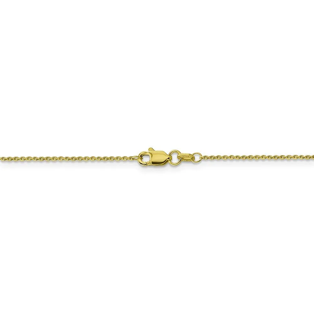 0.9mm 10k Yellow Gold Solid Diamond Cut Cable Chain Necklace