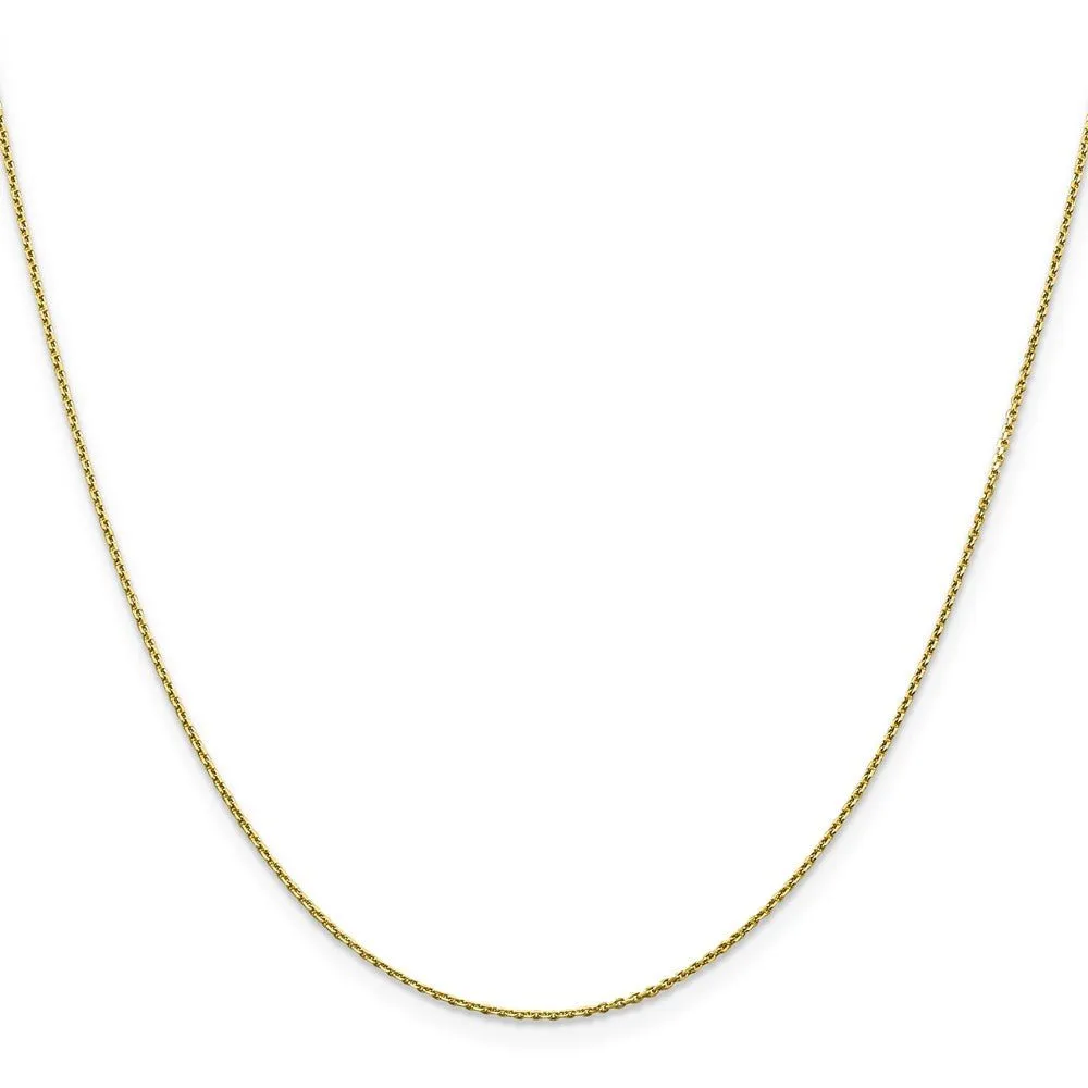 0.9mm 10k Yellow Gold Solid Diamond Cut Cable Chain Necklace