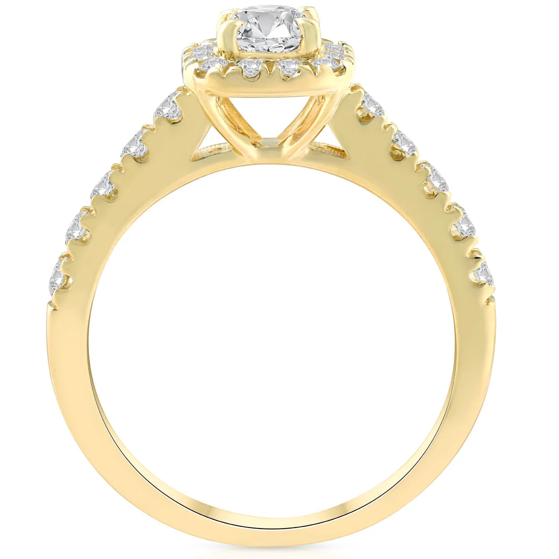 1 1/4Ct Diamond Cushion Halo Engagement Wedding Ring Set 10k Yellow Gold