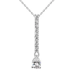 1 Carat Pear Cut Created Zirconia 925 Sterling Silver Pendant Necklace MXFN8001