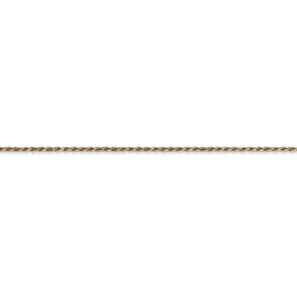 1.15mm, 14k Yellow Gold, Diamond Cut Rope Chain Anklet or Bracelet