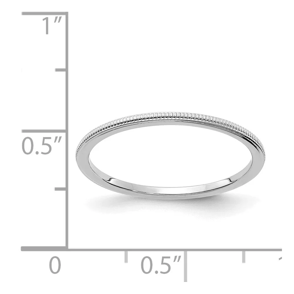 1.2mm 10k White Gold Milgrain Stackable Band