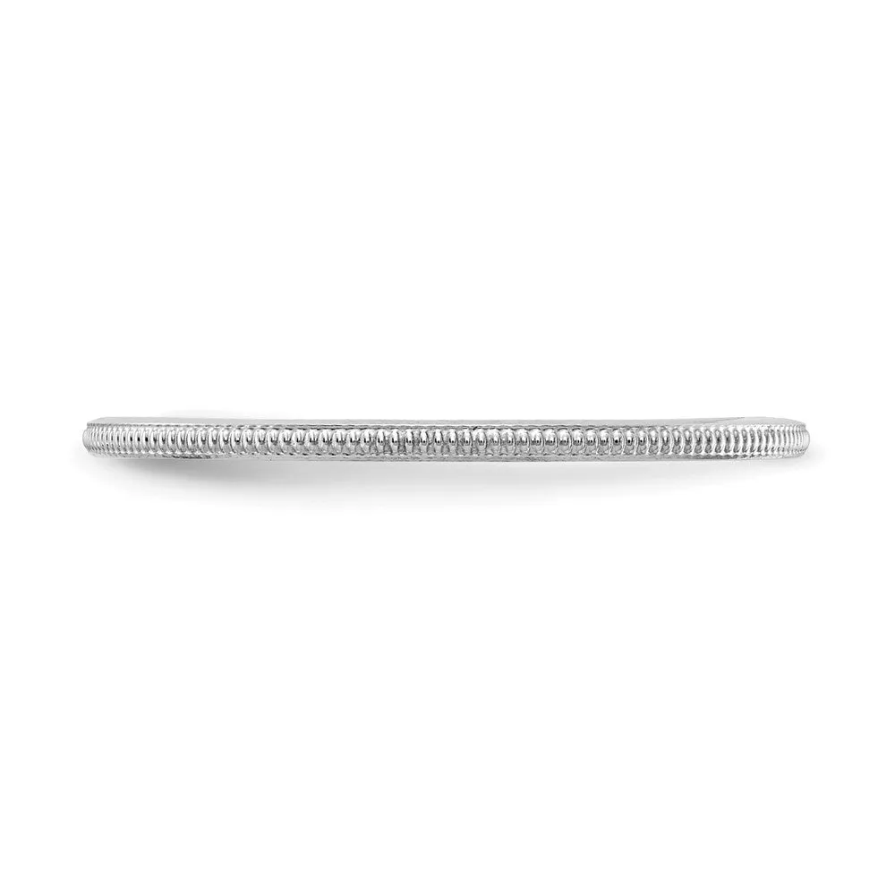 1.2mm 10k White Gold Milgrain Stackable Band