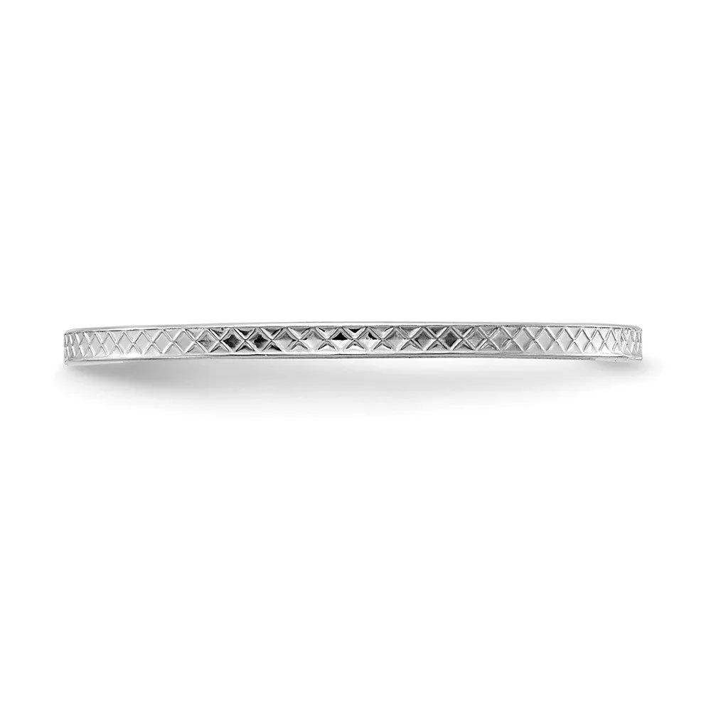 1.2mm 14k White Gold Crisscross Flat Stackable Band