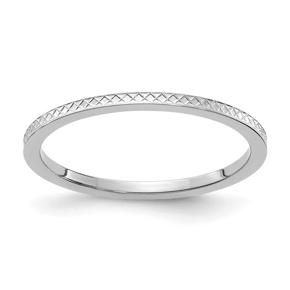 1.2mm 14k White Gold Crisscross Flat Stackable Band