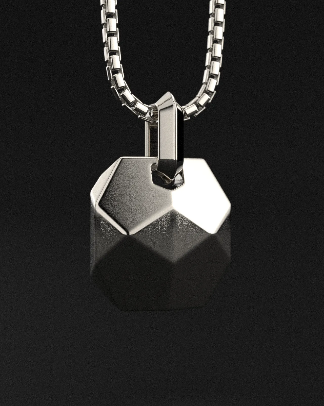 18k Solid White  Gold Pendant | Geom