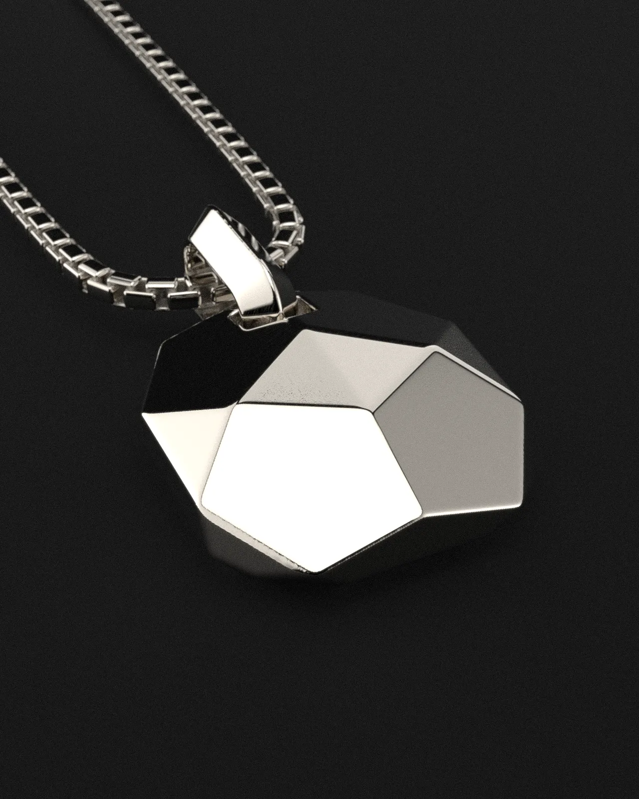 18k Solid White  Gold Pendant | Geom