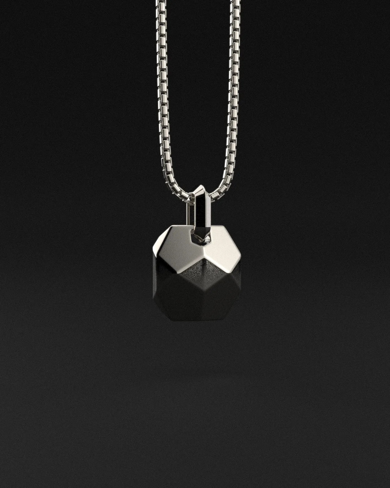 18k Solid White  Gold Pendant | Geom