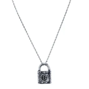 1928 Jewelry Antiqued Old Fashioned Padlock Pendant Necklace 28"