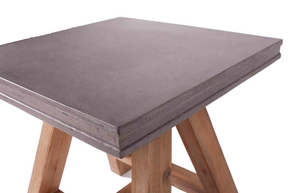 22' Concrete and Solid Acacia Wood End Table By Homeroots