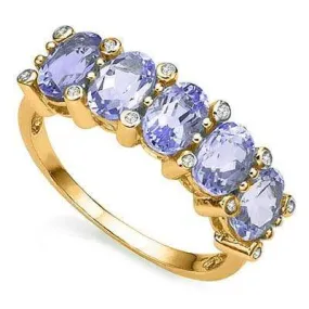 2.75 CT GENUINE TANZANITE & DIAMOND 10KT SOLID GOLD RING