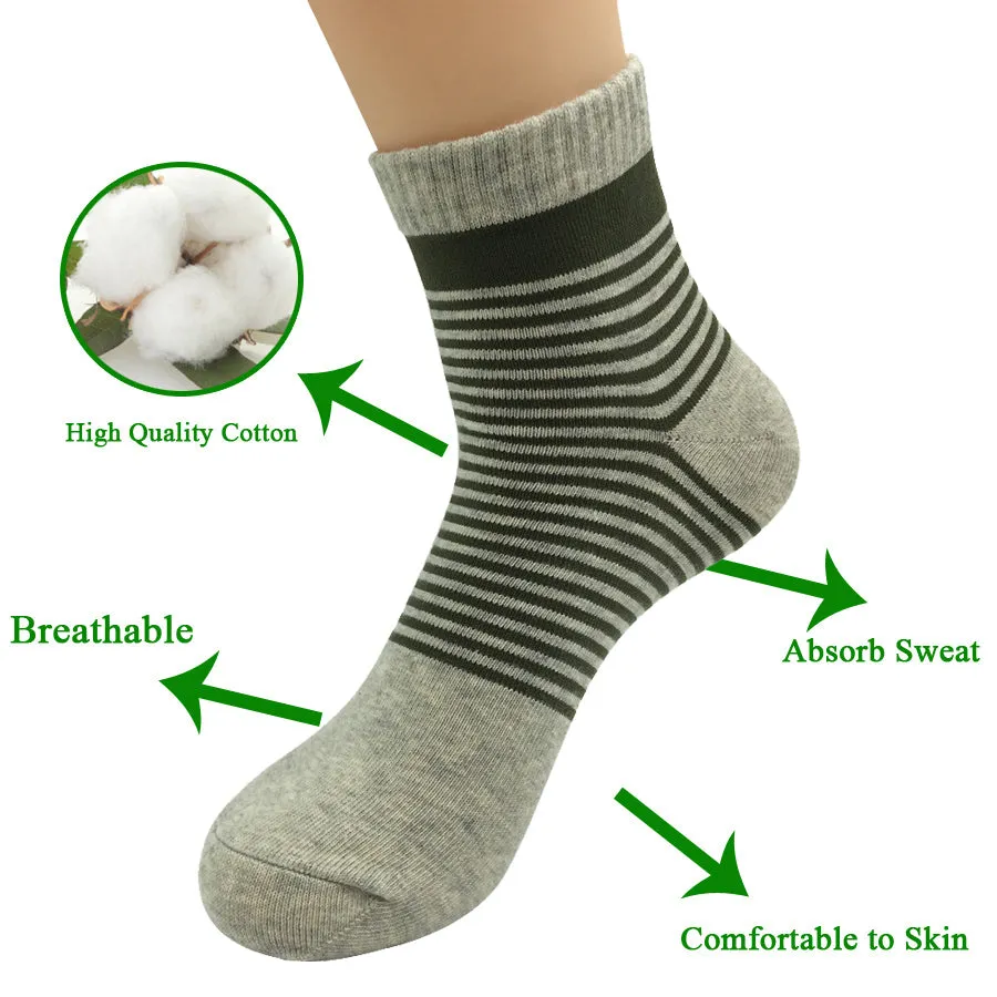 5 Pairs Lot Outdoor Casual Cotton Stripped Ankle Socks for Men