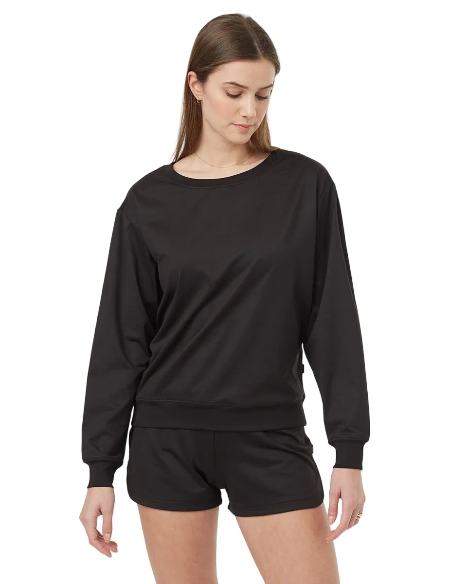 Active Soft Knit Open Back Crew (Meteorite Black)