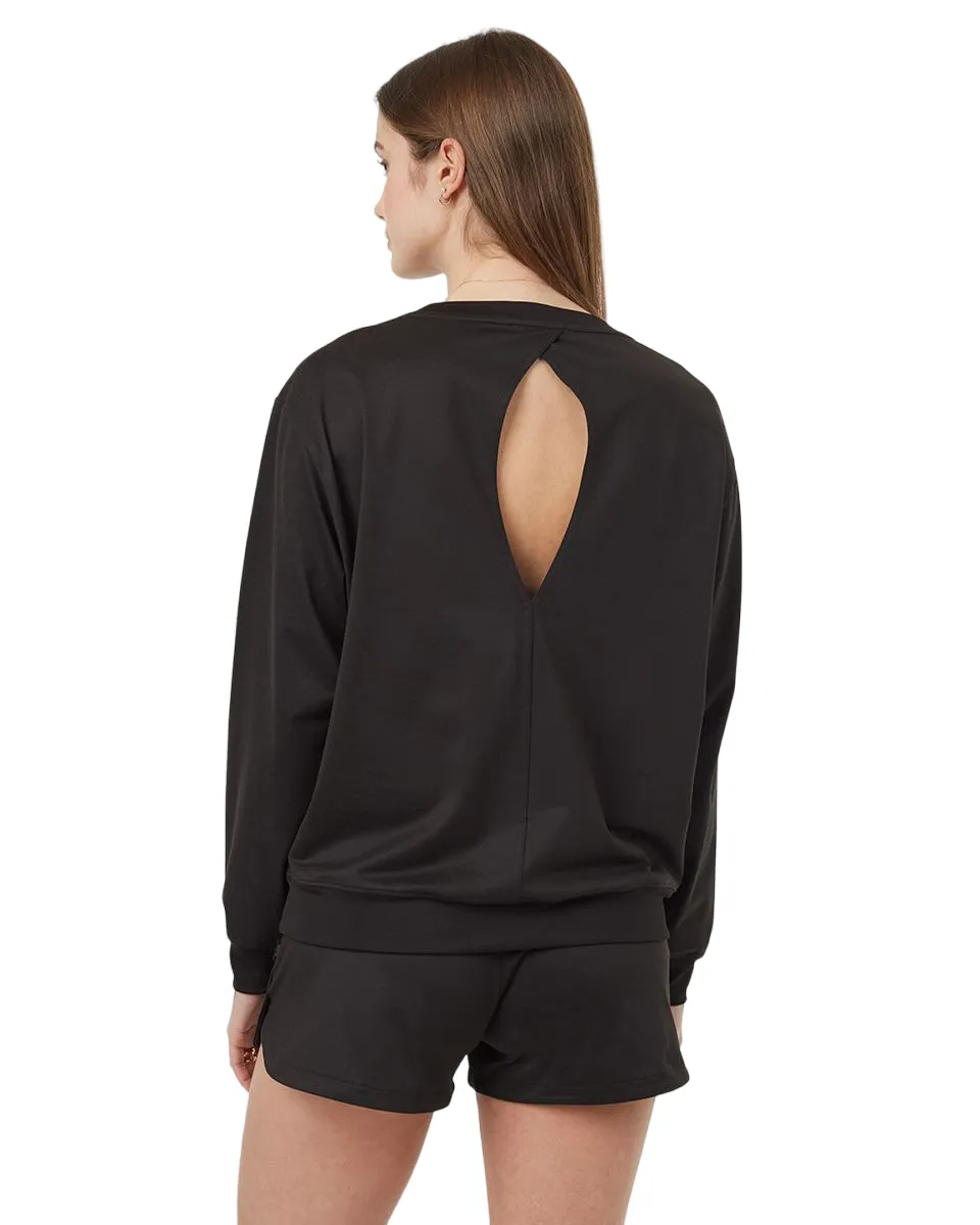 Active Soft Knit Open Back Crew (Meteorite Black)