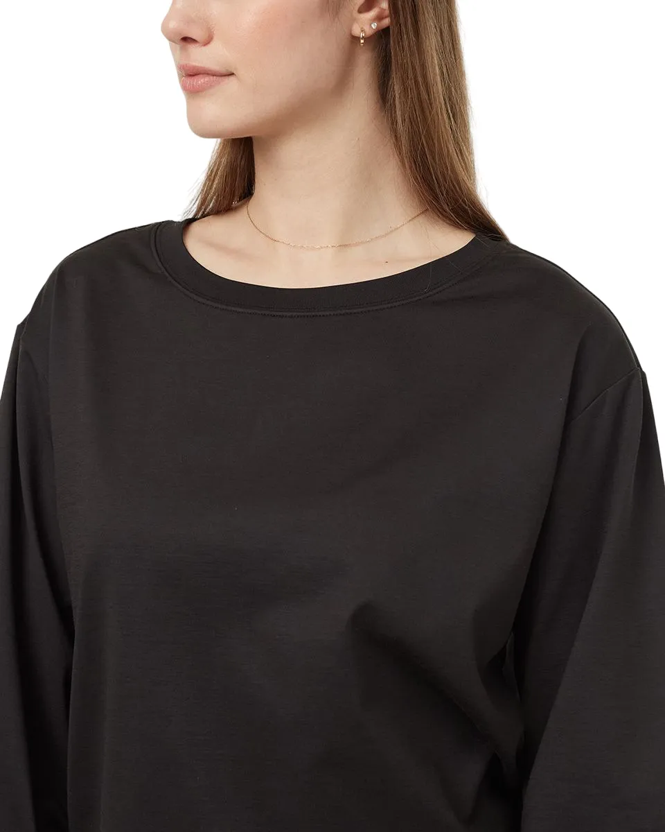 Active Soft Knit Open Back Crew (Meteorite Black)