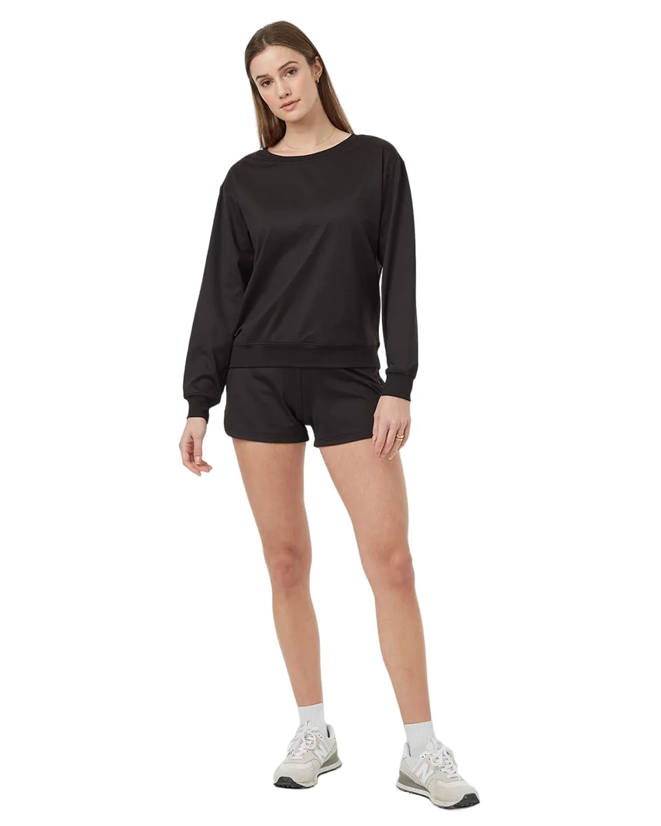 Active Soft Knit Open Back Crew (Meteorite Black)