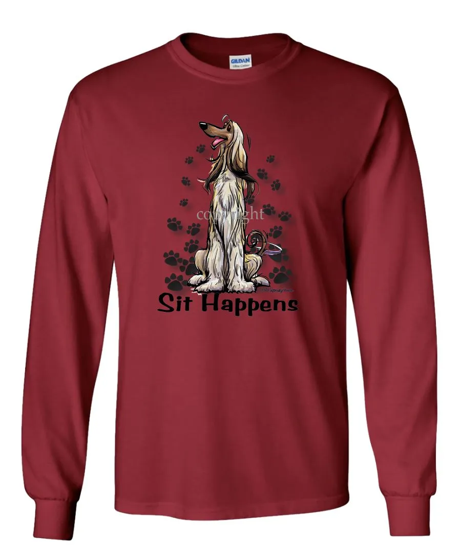 Afghan Hound - Sit Happens - Long Sleeve T-Shirt