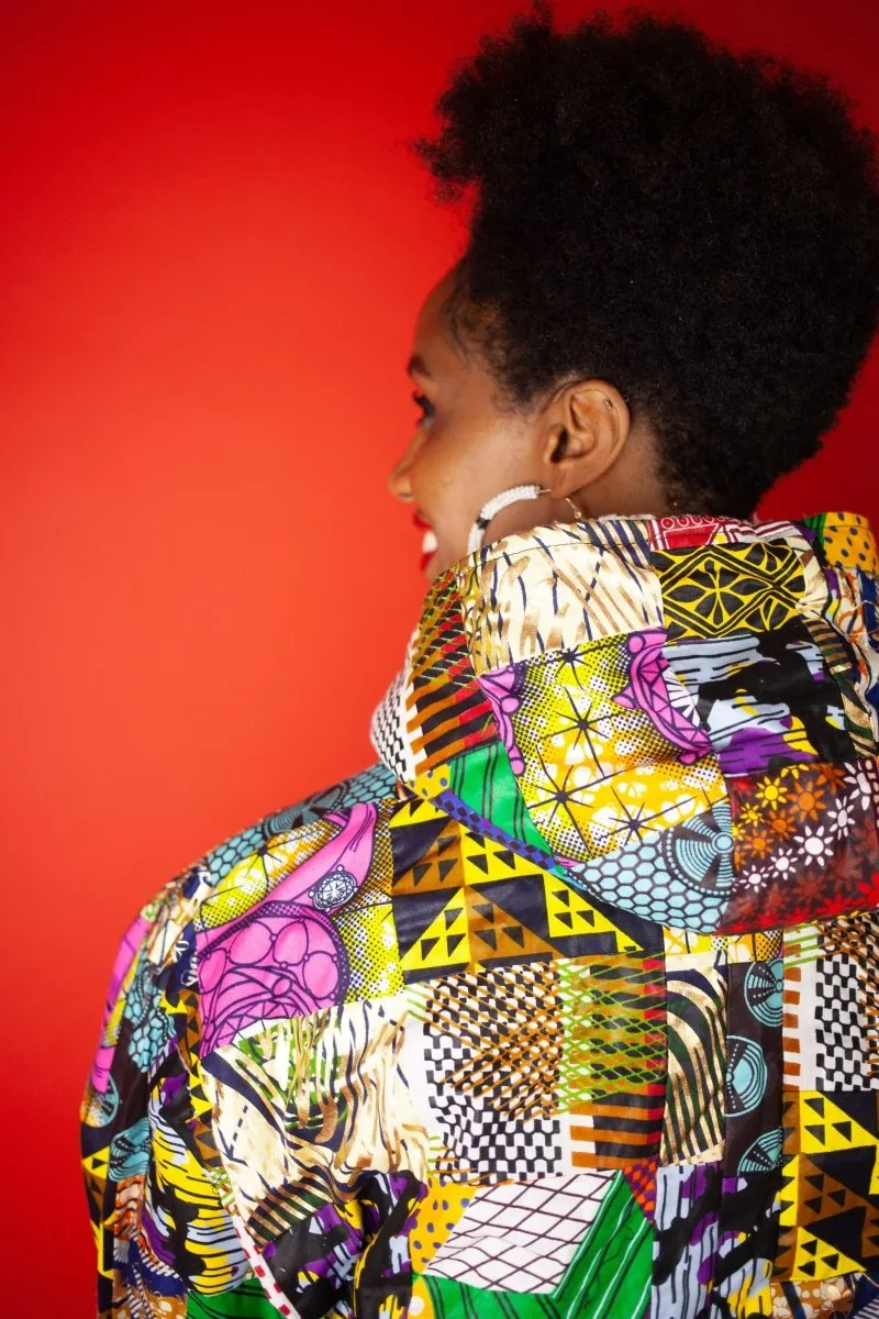 African Winter Coat In Crazy Patchwork