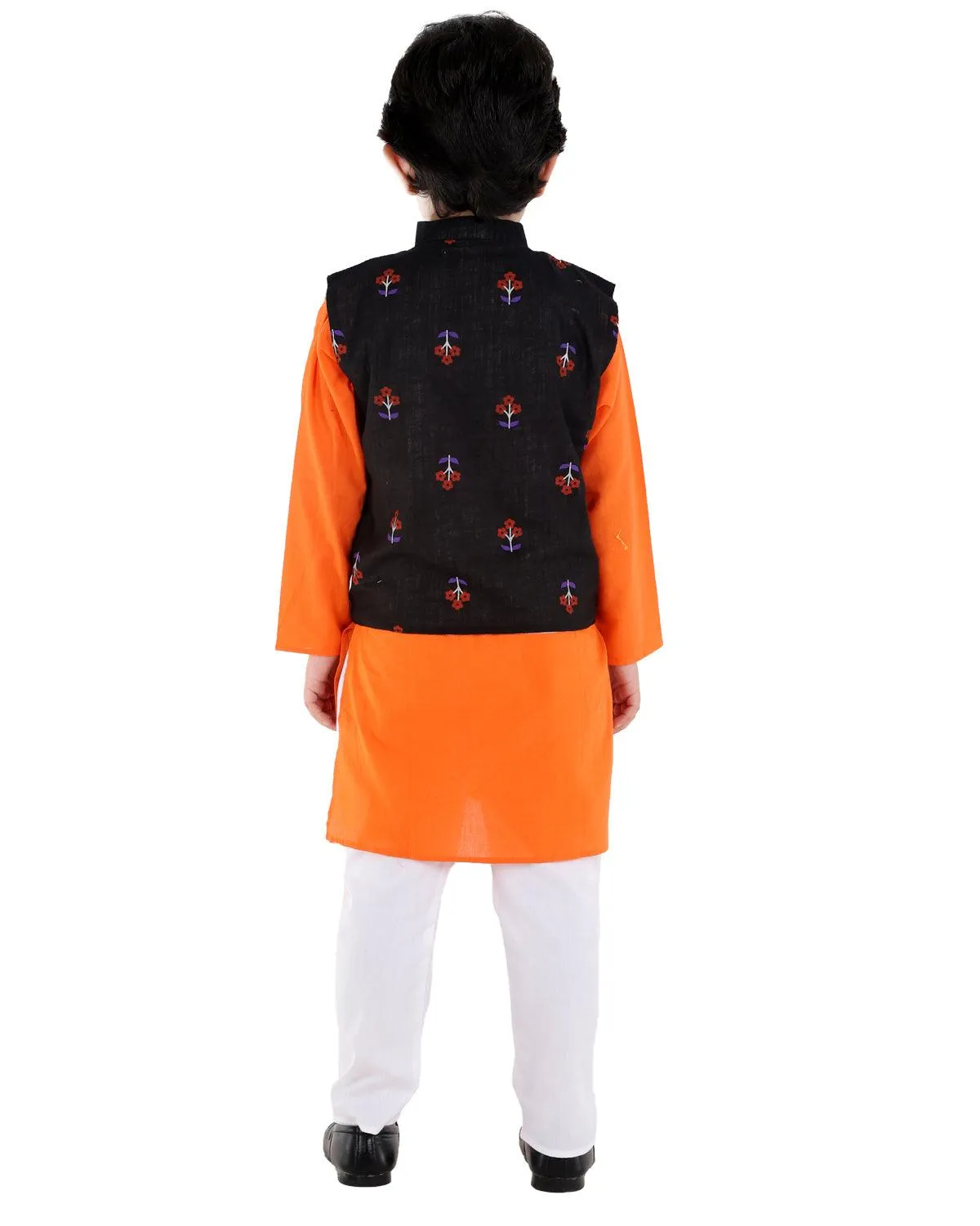 Ahhaaaa Kids Ethnic Cotton Printed Waistcoat with Kurta Pajama Set For Boys