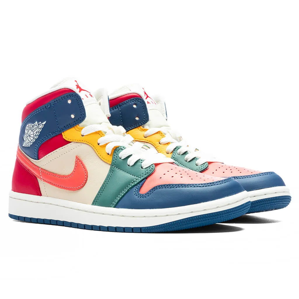 Air Jordan 1 Mid SE Women's - French Blue/Magic Ember/Fire Red