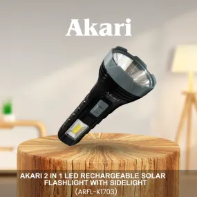 Akari 2 in 1 LED Rechargeable Solar Flashlight with sidelight (ARFL-K1703)