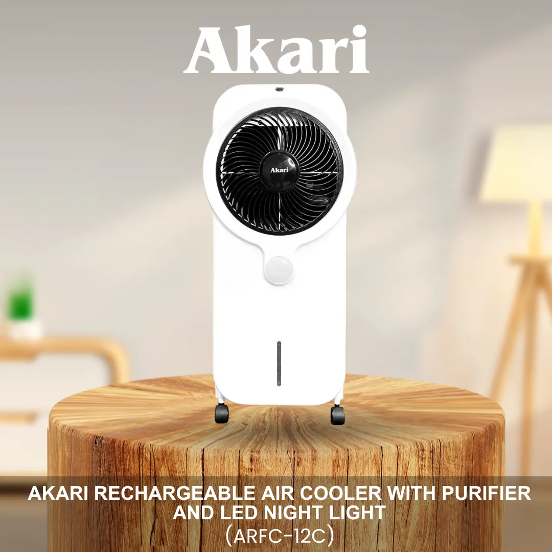 Akari Rechargeable Air Cooler with Purifier and LED Night Light (ARFC-12C)