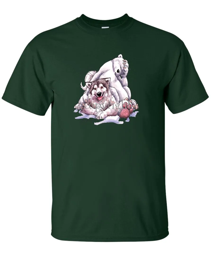 Alaskan Malamute - With-polar-bear - Caricature - T-Shirt