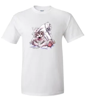 Alaskan Malamute - With-polar-bear - Caricature - T-Shirt