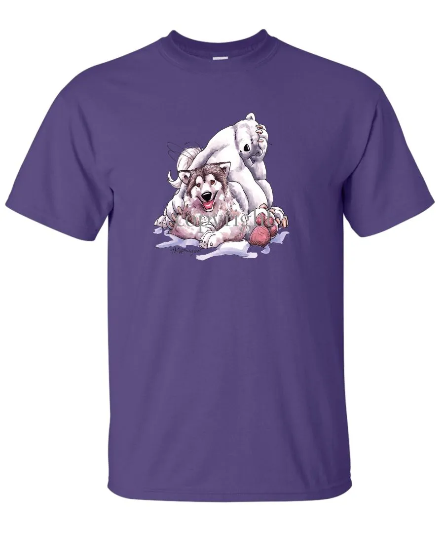 Alaskan Malamute - With-polar-bear - Caricature - T-Shirt