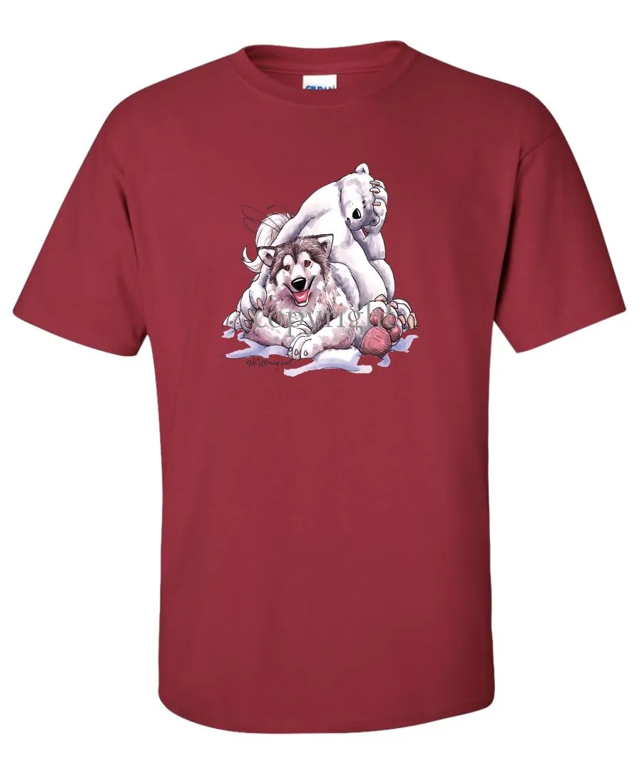 Alaskan Malamute - With-polar-bear - Caricature - T-Shirt