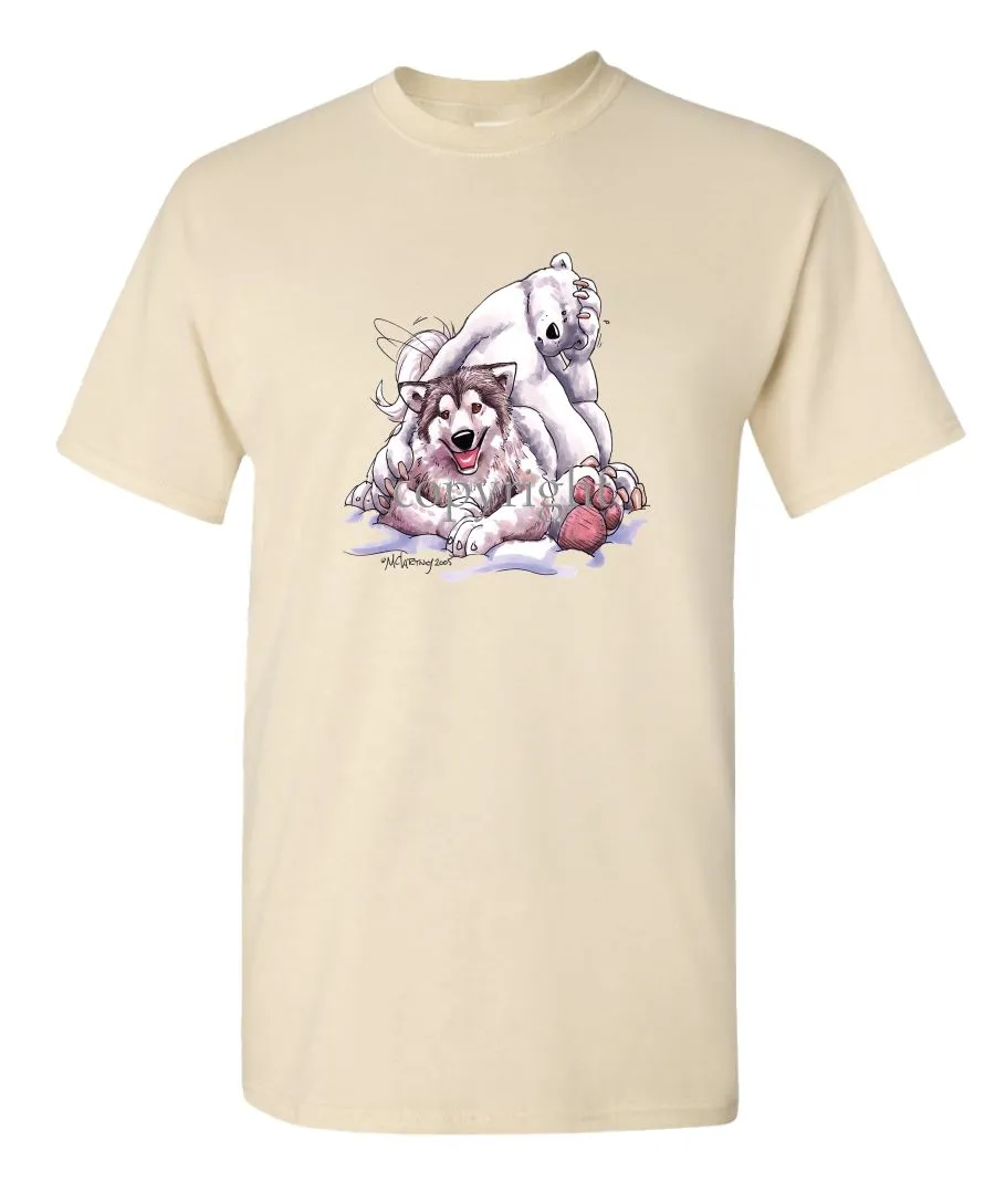 Alaskan Malamute - With-polar-bear - Caricature - T-Shirt