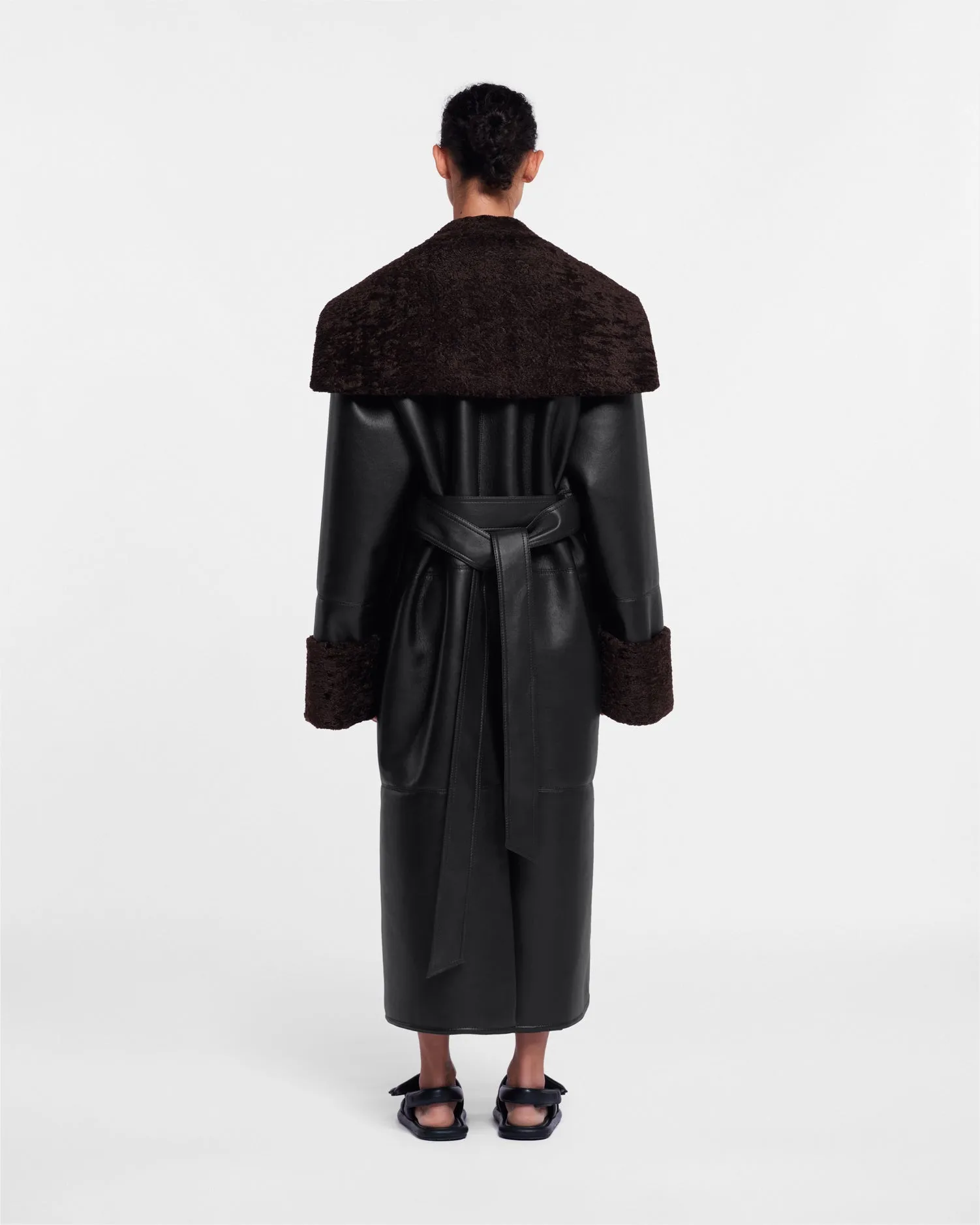 Alessi - Regenerated Leather Coat - Black Brown