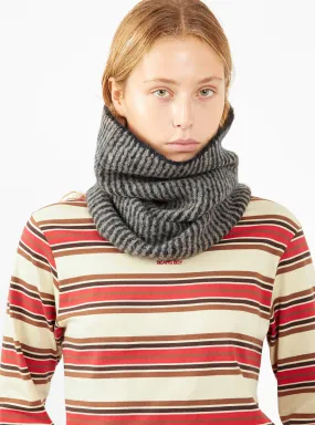 Alpaca Ring Scarf Grey Stripe