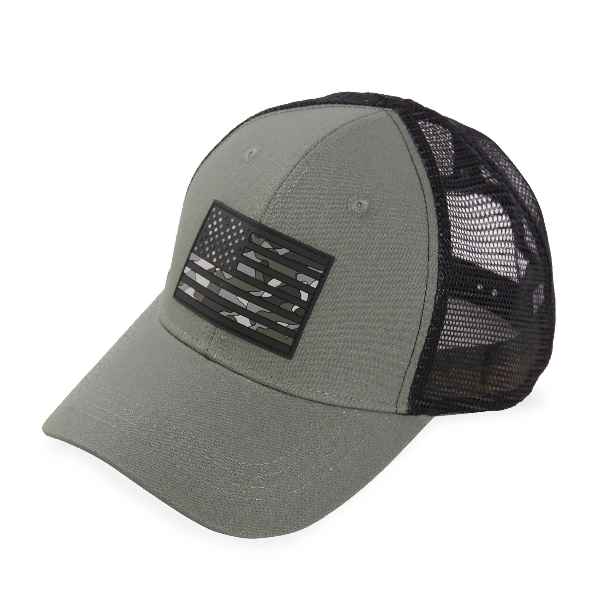 American Flag Camo Rubber Patch - Trucker Mesh Hat