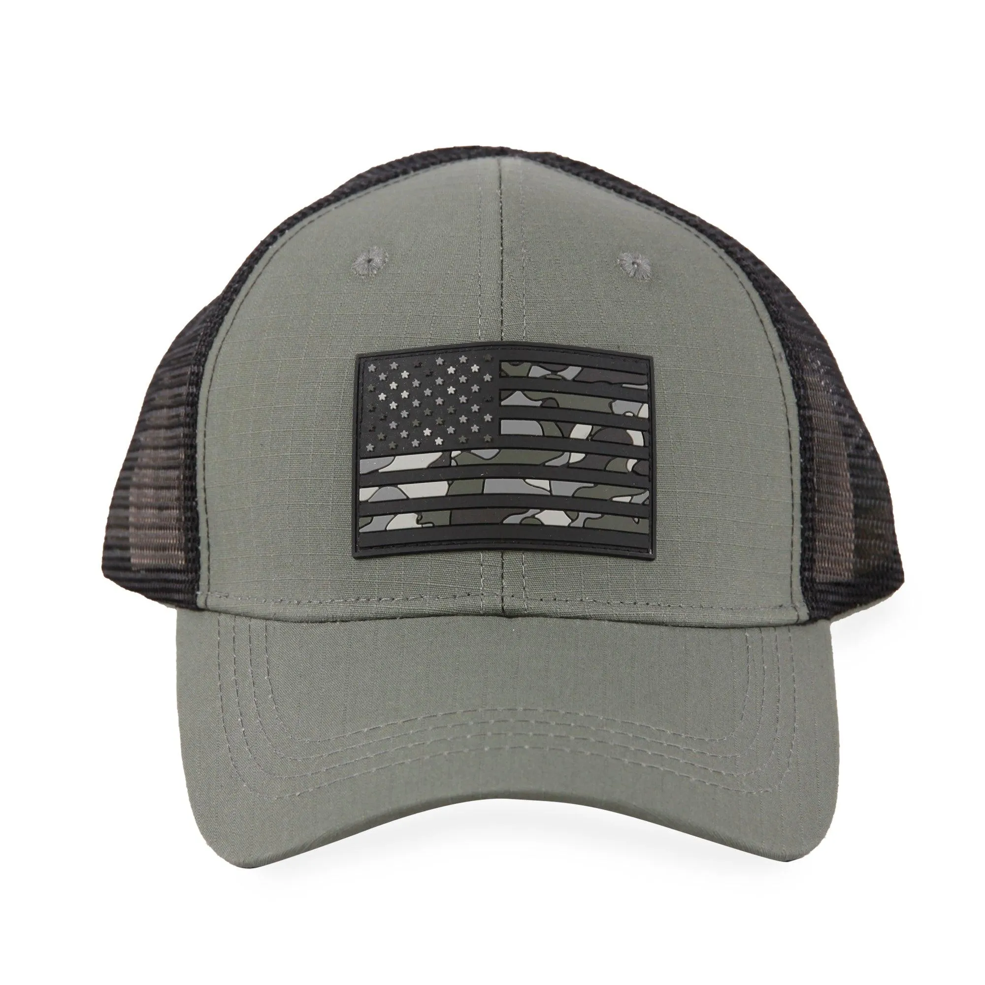 American Flag Camo Rubber Patch - Trucker Mesh Hat