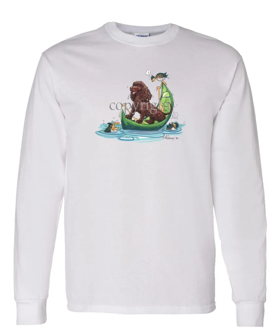 American Water Spaniel - Canoe - Caricature - Long Sleeve T-Shirt