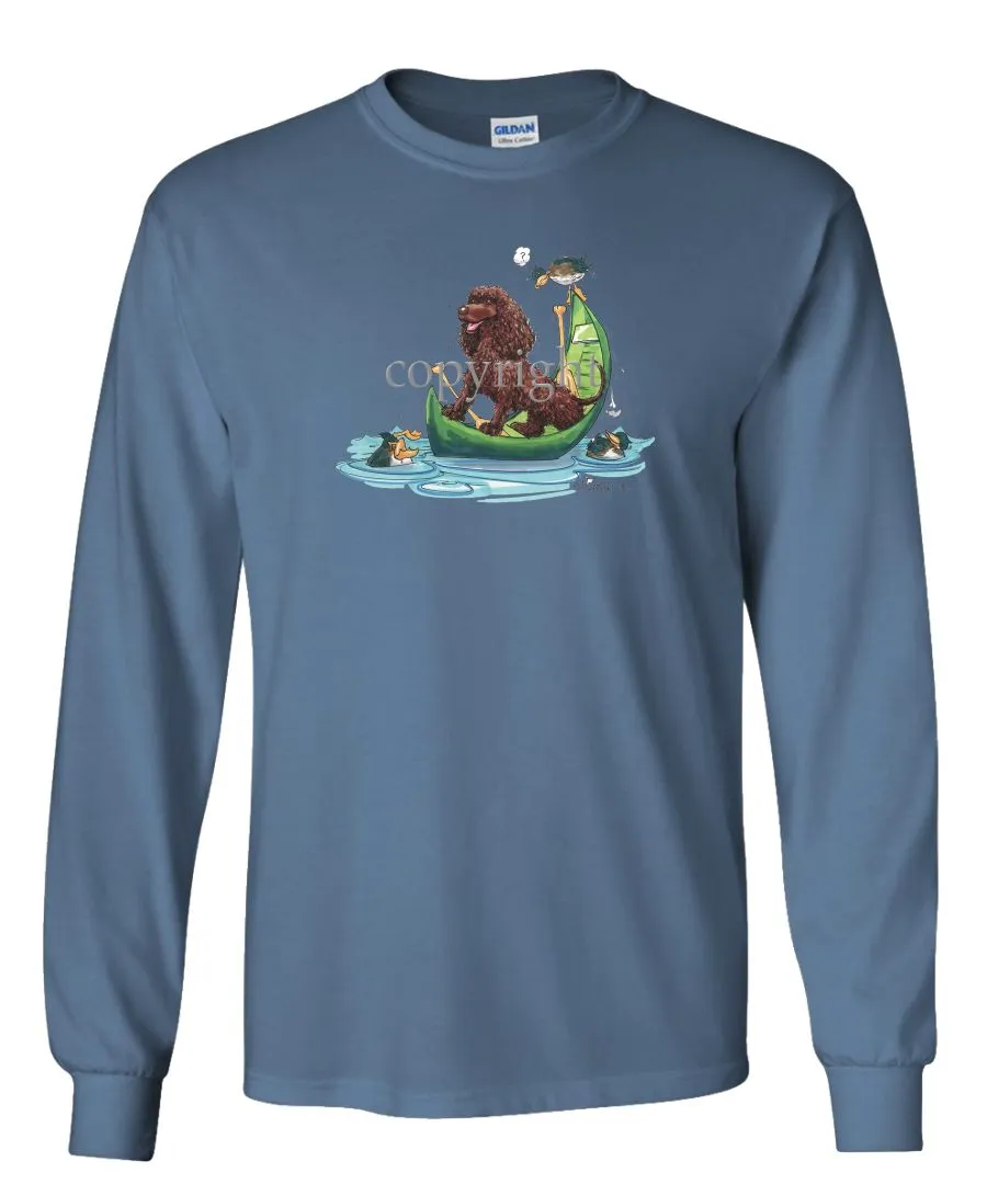 American Water Spaniel - Canoe - Caricature - Long Sleeve T-Shirt