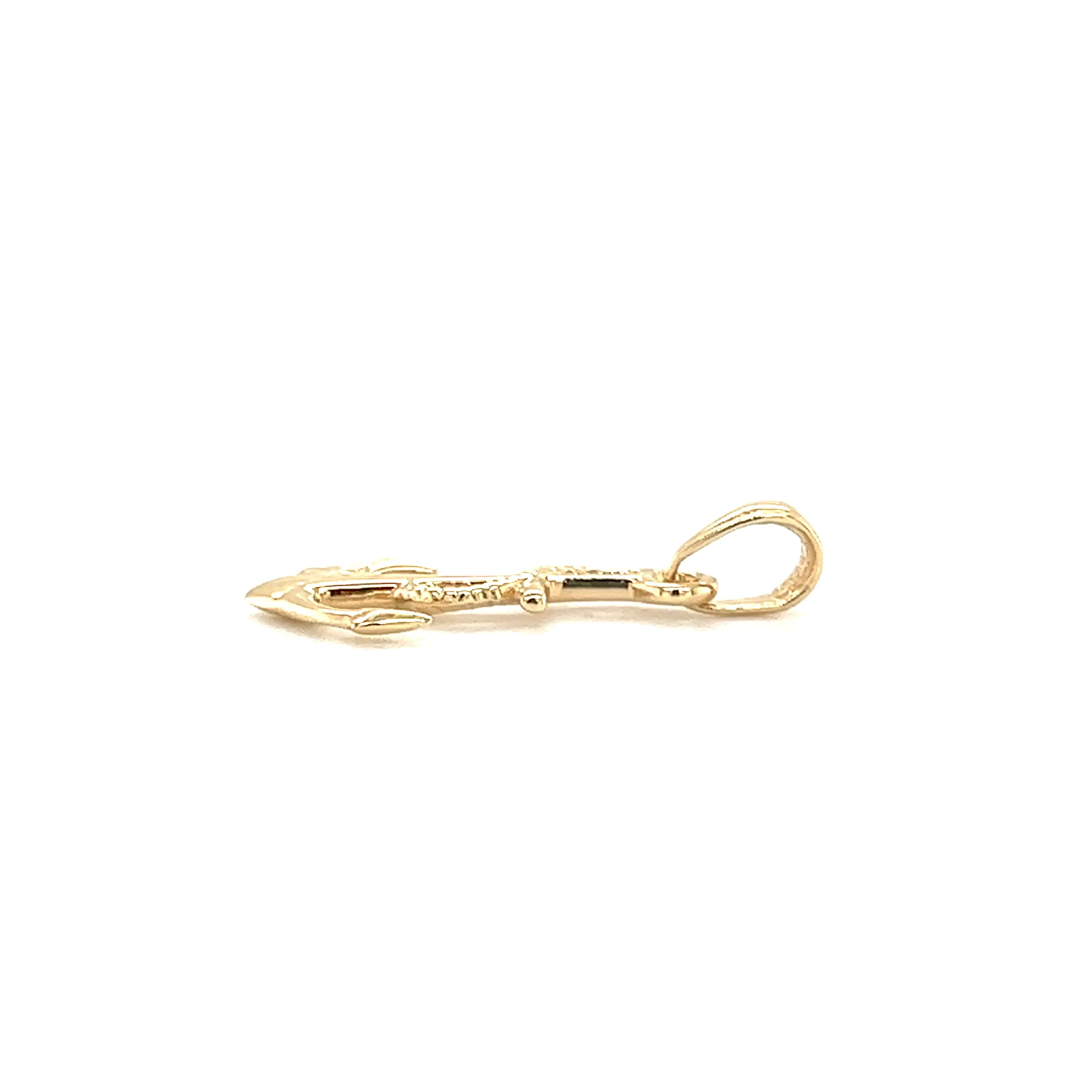 Anchor and Rope Pendant with 3D Details in 14K Yellow Gold