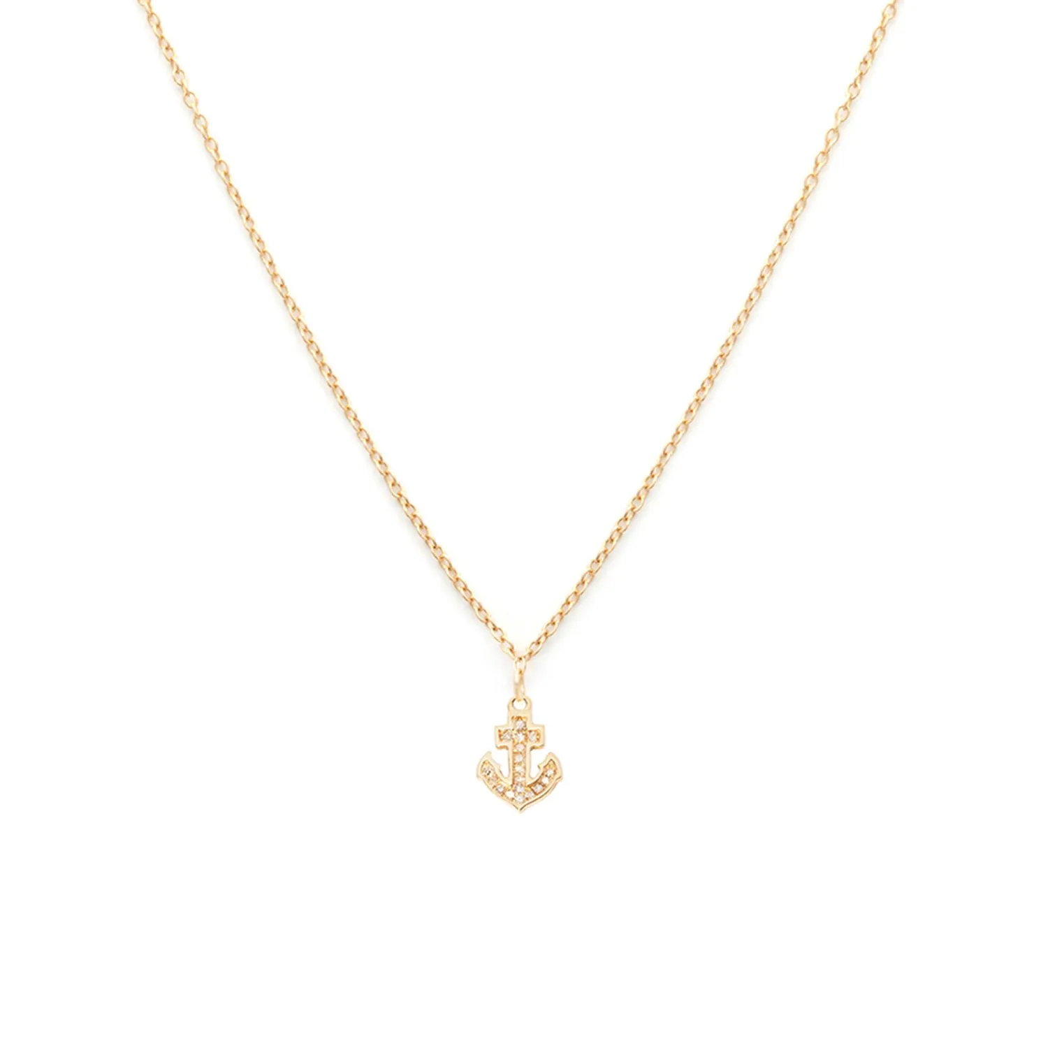 Anchor Necklace | 14k Gold & Diamond