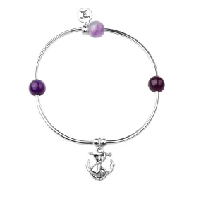 Anchor | Soft Bangle Charm Bracelet | Amethyst