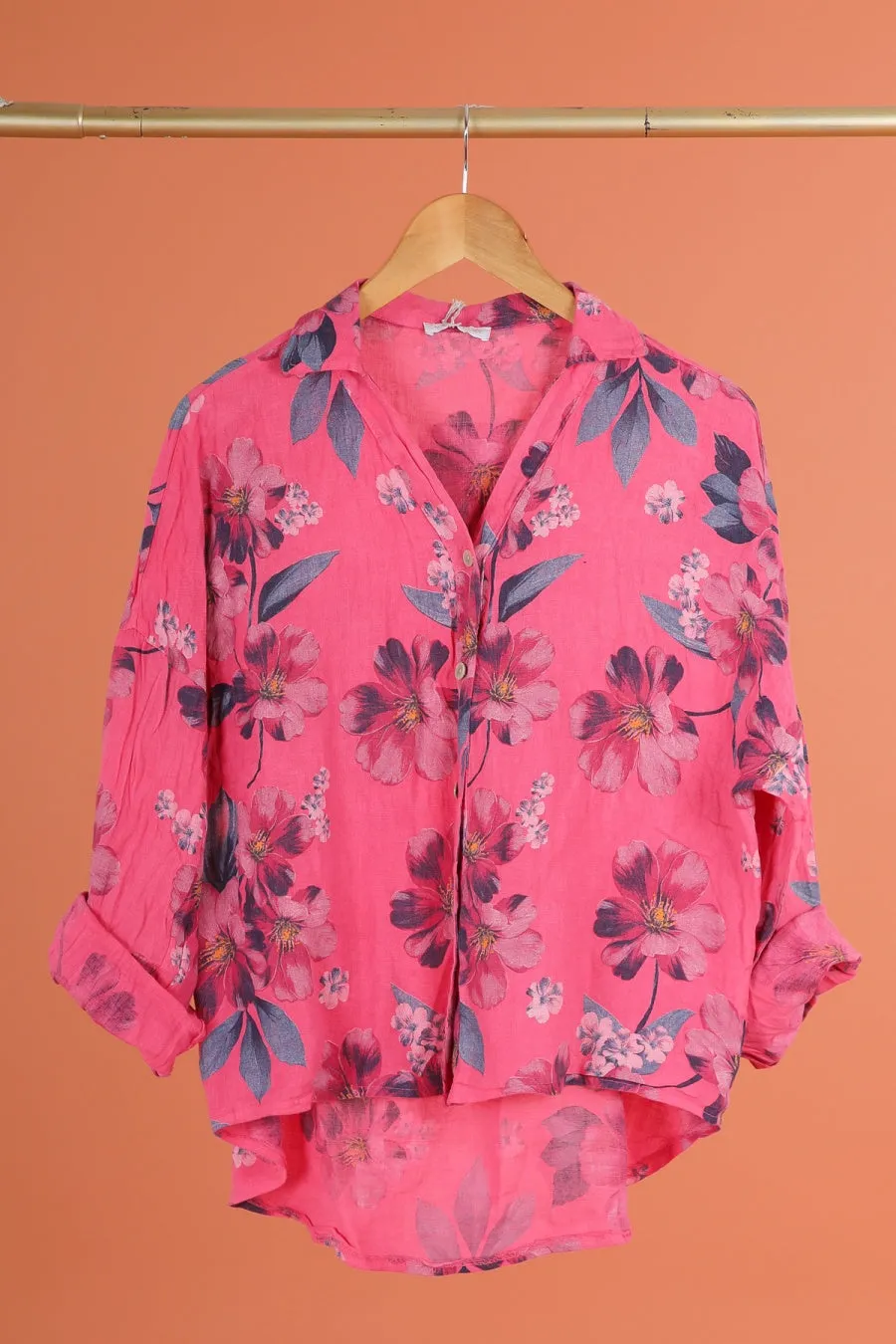 Anne   Kate Italian Belluno Floral Linen Shirt