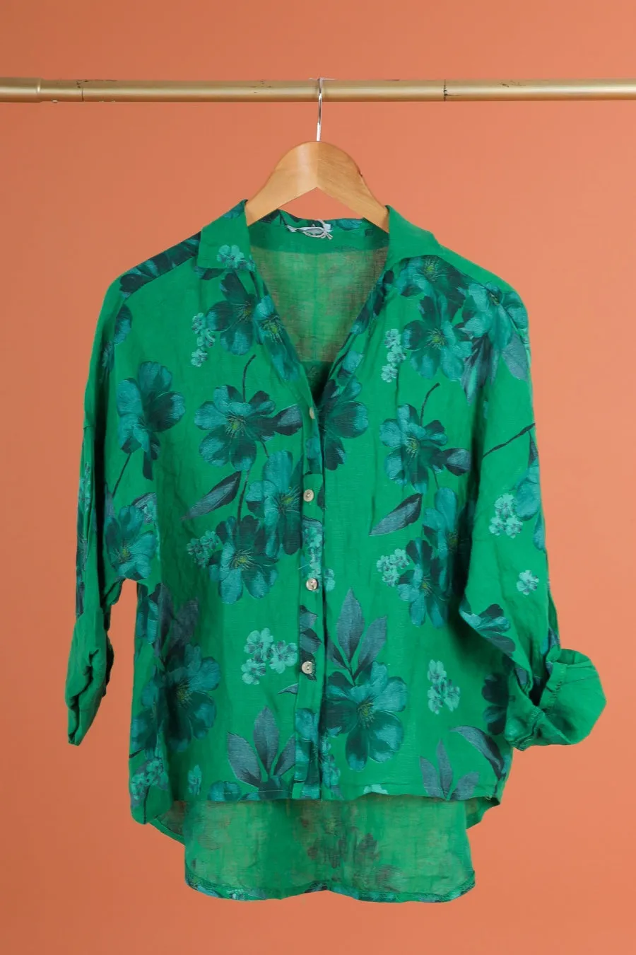 Anne   Kate Italian Belluno Floral Linen Shirt