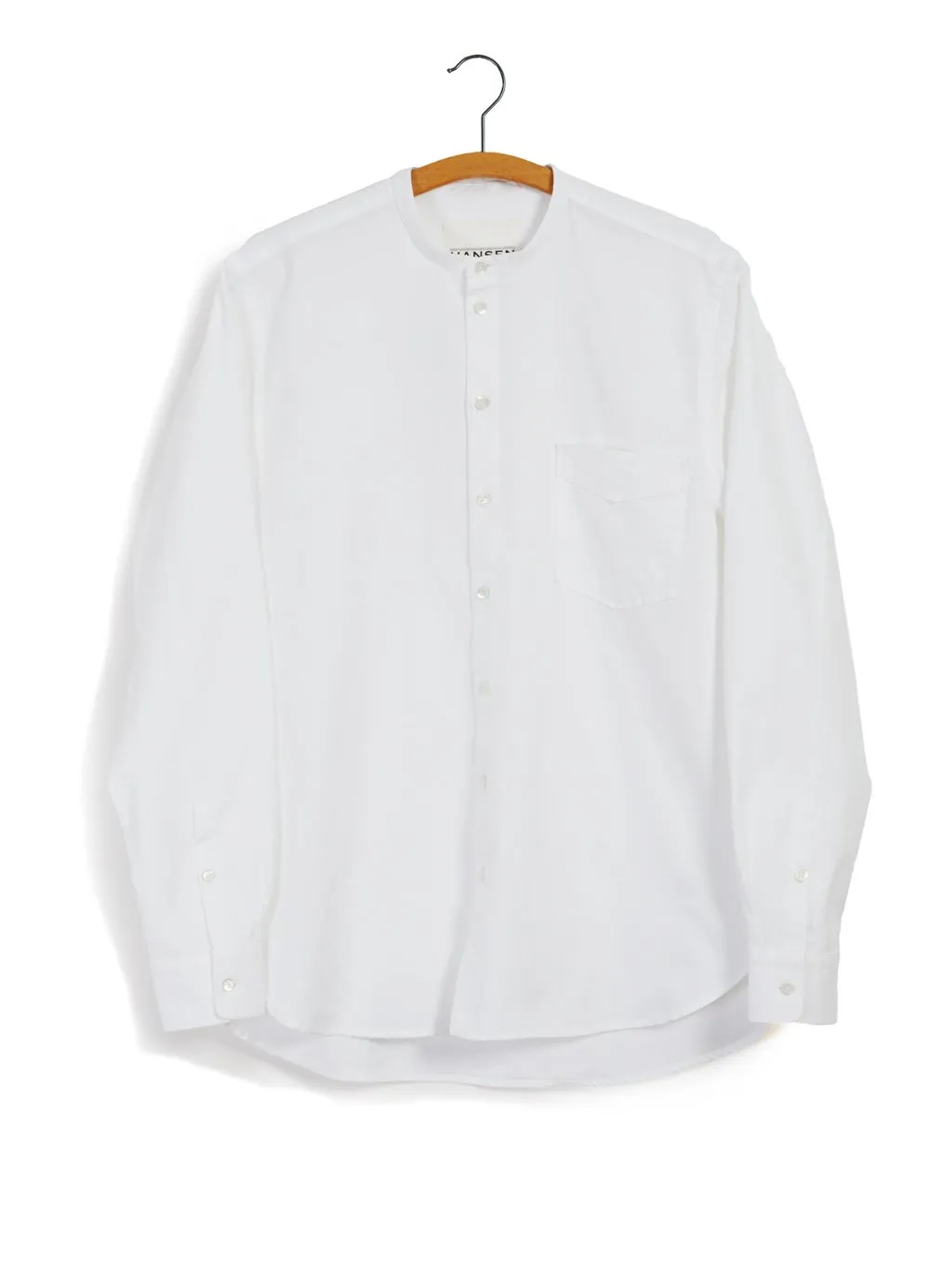 ANTE | Collarless Shirt With Chest Pocket | White