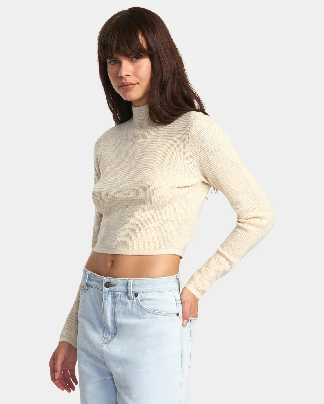 Après Sweater Long Sleeve Crop Top - Latte