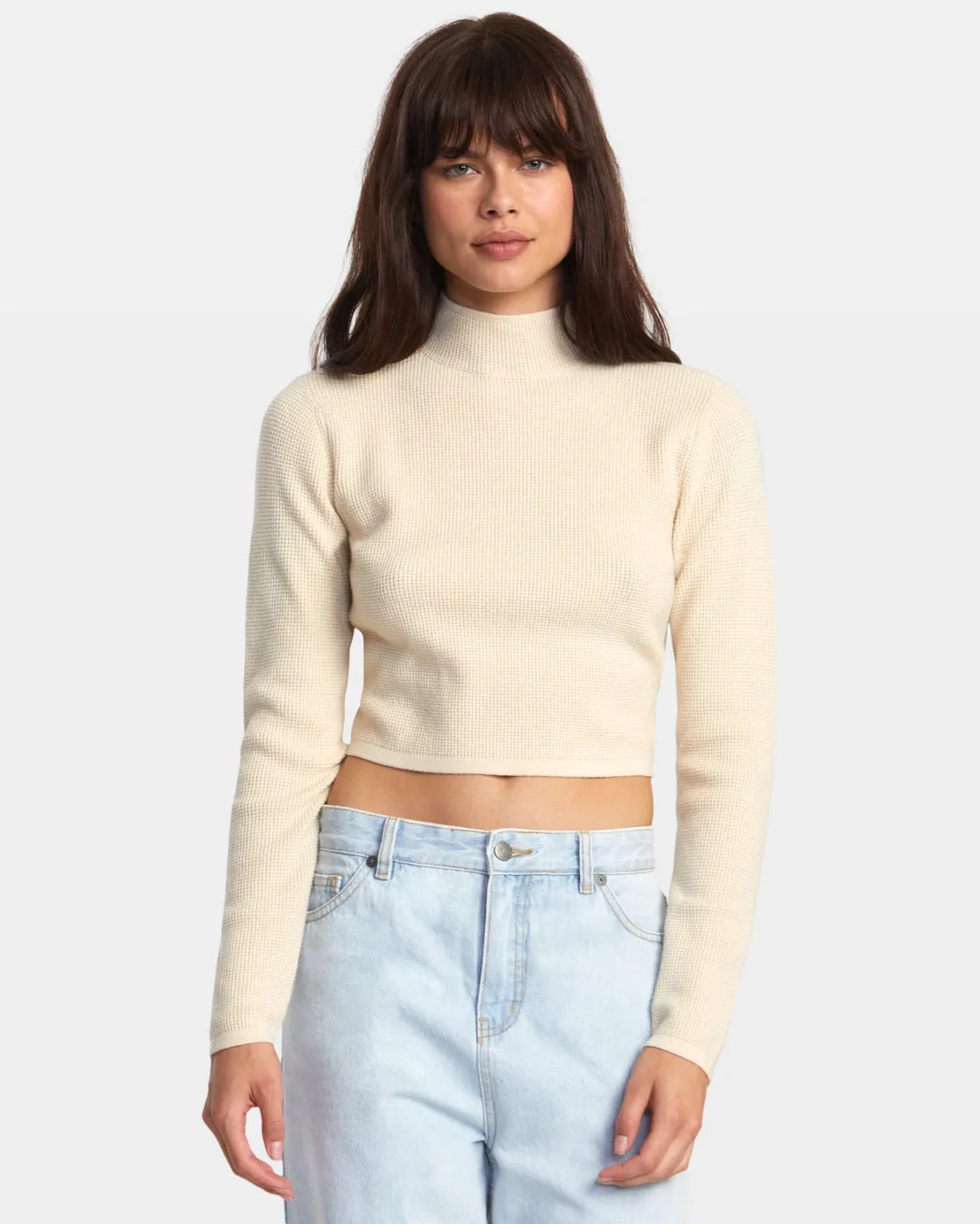 Après Sweater Long Sleeve Crop Top - Latte