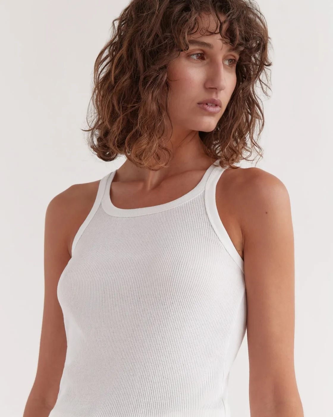 Aura Rib Singlet White