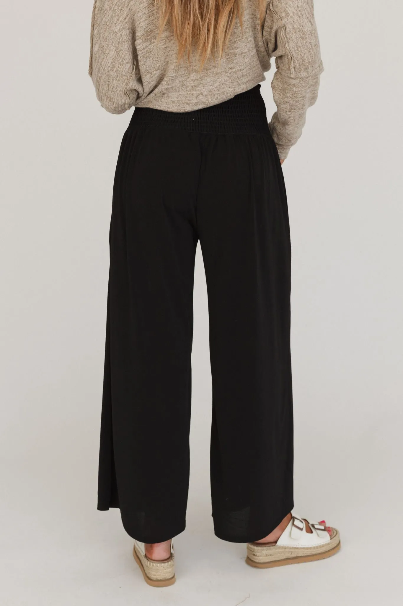 Aurora Flowy Wide Leg Pants - Black